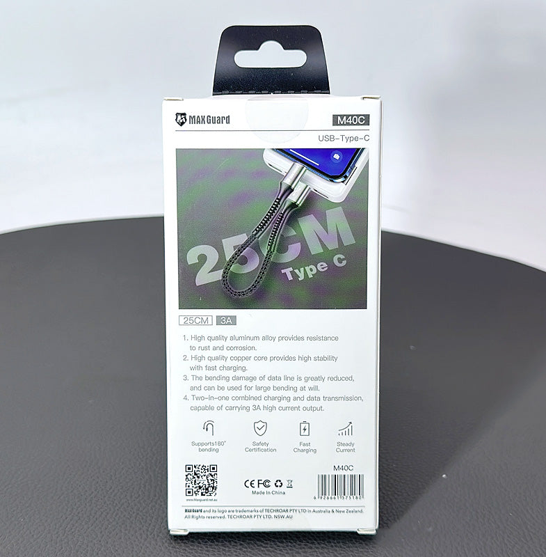 Maxguard 25cm USB A To Type-C cable M40C