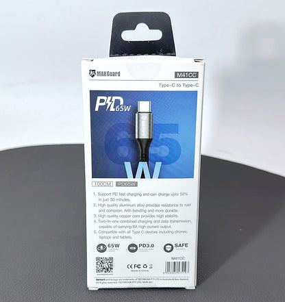 Maxguard 1m 65W Type-C to C cable M41CC