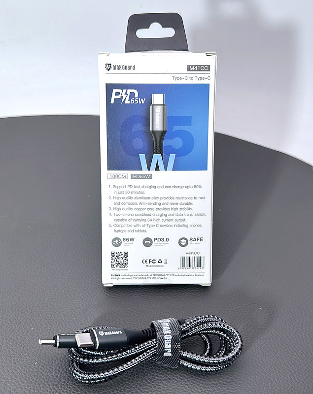 Maxguard 1m 65W Type-C to C cable M41CC