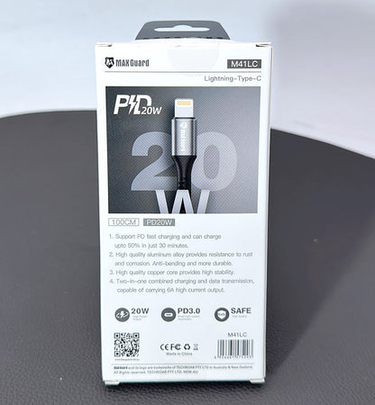 Maxguard 1m 20W Type-C to Lightning cable M41LC
