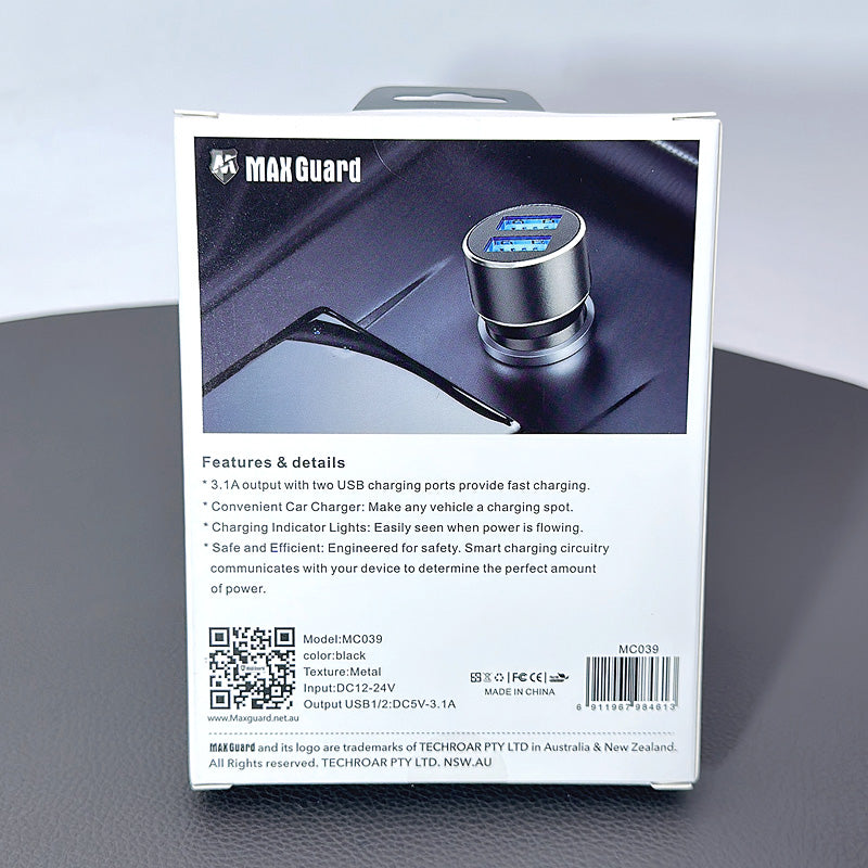 Maxguard 3.1A 2USB car charger MC039
