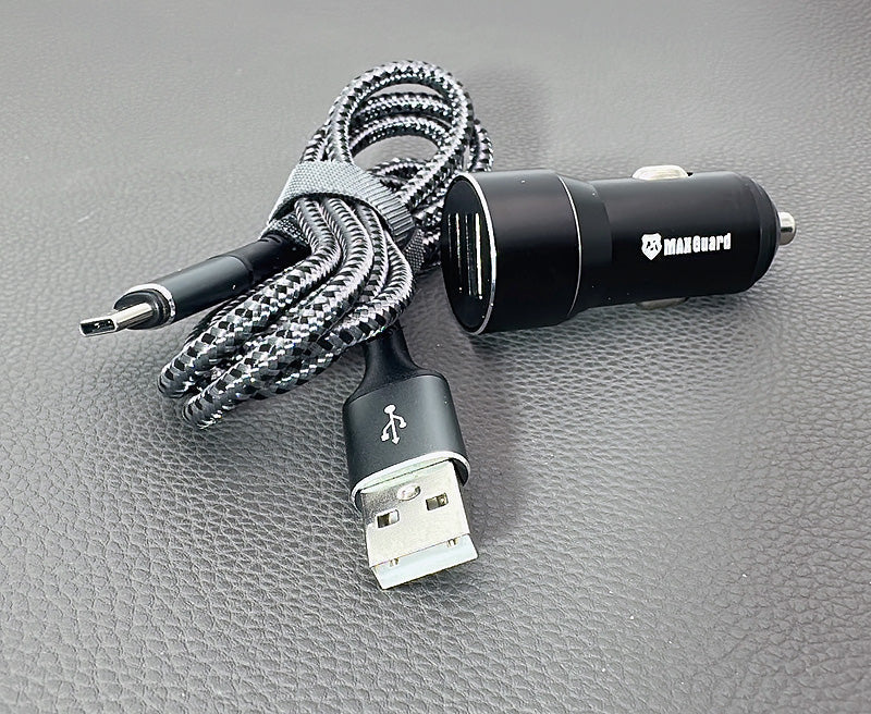Maxguard 3.1A 2 USB car charger with USB-A to C combo MC039C