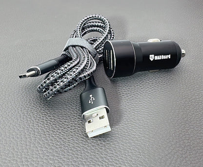 Maxguard 3.1A 2 USB car charger with USB-A to C combo MC039C
