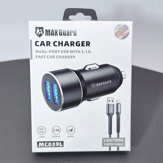 Maxguard 3.1A car charger with 1M lightning cable MC039L