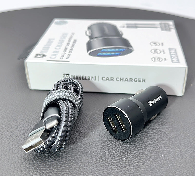 Maxguard 3.1A 2 USB car charger with USB-A to Lightning combo MC039L