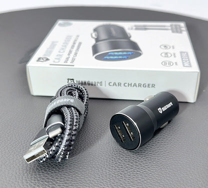 Maxguard 3.1A 2 USB car charger with USB-A to Lightning combo MC039L