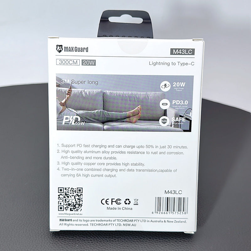 Maxguard 3m 20W Type-C to Lightning cable M43LC