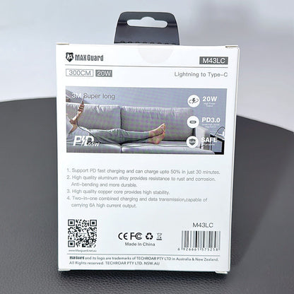 Maxguard 3m 20W Type-C to Lightning cable M43LC