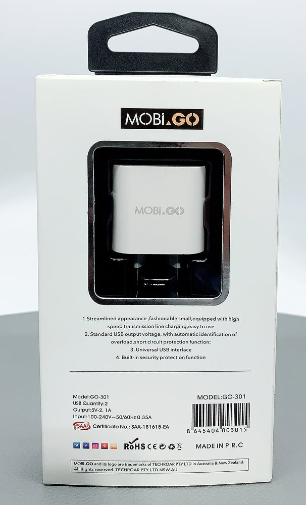 Mobigo 2.1A wall charger GO301